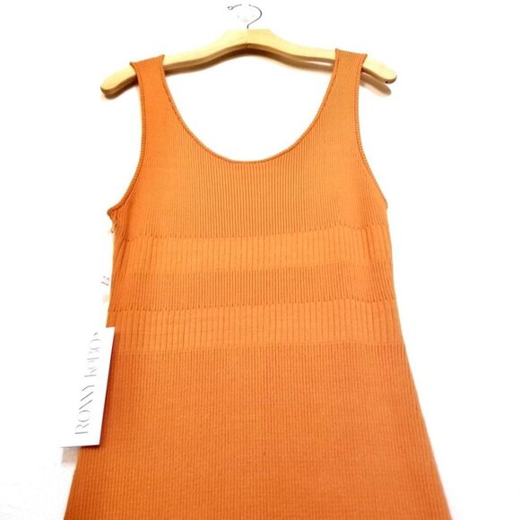 NWT Ronny Kobo Ivana Minimal Ribbed Knit Slit Midi Tank Dress Burnt Orange XL - Picture 7 of 16